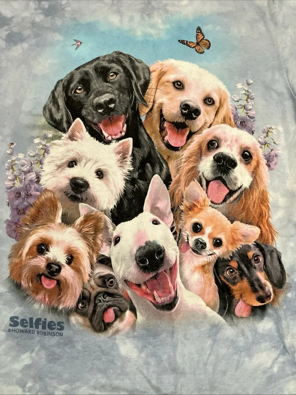 The Mountain Light Blue Tie-Dye Selfies Dogs Graphic Tee - Picture 2 of 4